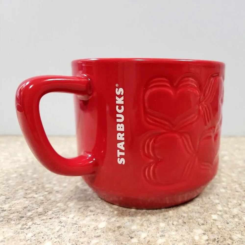 Starbucks Mug 2018 Limited Edition Red Hearts Valentines Ceramic Coffee 12oz Cup